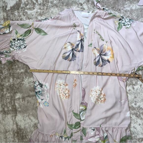 Plum Pretty Sugar ruffled hem and sleeve's floral print robe SZ XS/S above knee - Picture 10 of 10